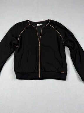 Junior Gaultier Girls 12A Black Zip Jacket Rose Gold Trim